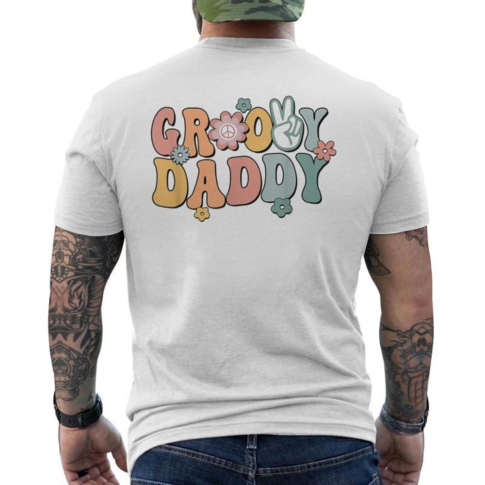 Groovy Daddy Retro Dad Men’s T-Shirt – 1st Birthday Party Matching Family Edition Back Print