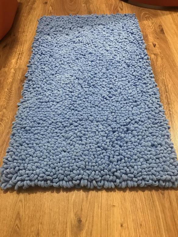 Handmade Blue Carpet Versatile Alize Rug for Bathrooms, Living Rooms – Non-Slip and Stylish