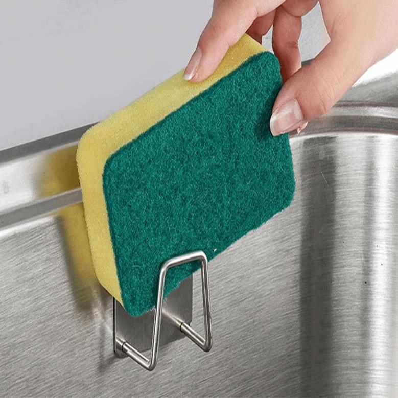Stainless Steel Wall Mount Sponge Holder  No-Punching Sink Drain Rack for Convenient Storage