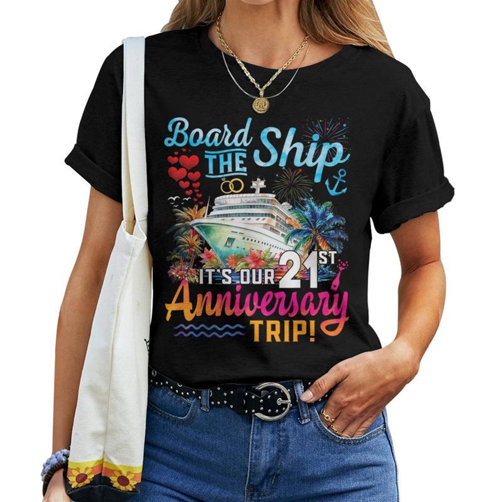 Women’s Cruise Ship Vacation T-Shirt – Celebrating 21 Years of Marriage