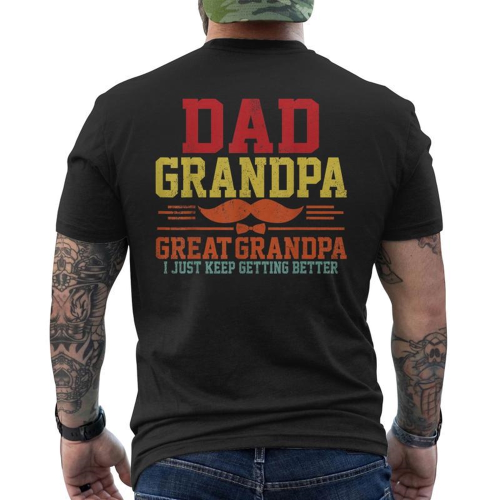 Dad Grandpa Great Grandpa Fathers Day From Grandkids Mens Back Print T-shirt