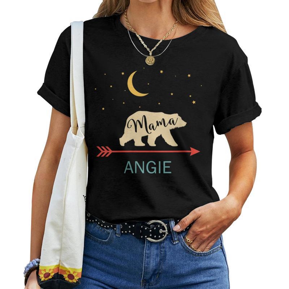 Angie Name Personalized Retro Mama Bear Women T-shirt