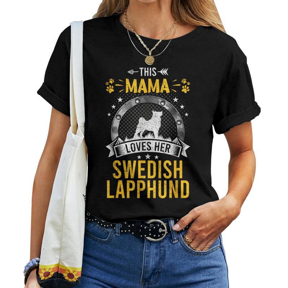 This Mama Loves Her Swedish Lapphund Dog Lover Women T-shirt